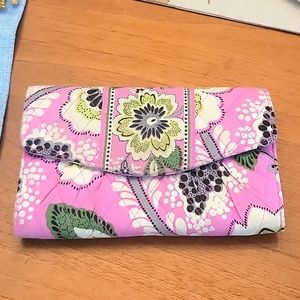 Vera Bradley Priscilla pink and green wallet